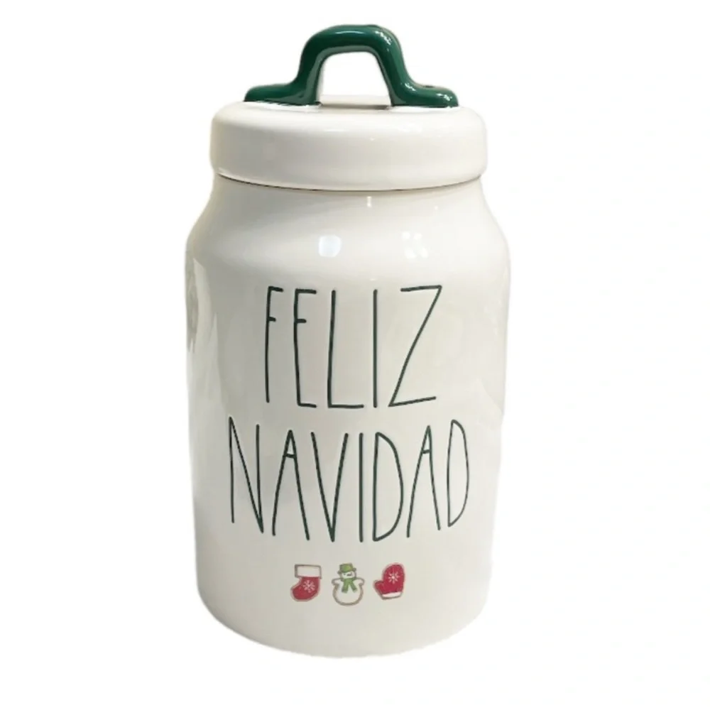 NEW Rae Dunn FELIZ NAVIDAD Christmas Canister w/Lid 🎄☃️🎄